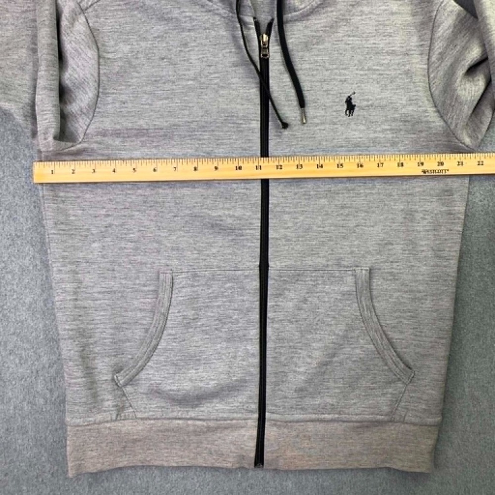 Polo Ralph Lauren Full Zip Fleece Hoodie Men's M Heather Gray Black Pony Preppy - Picture 5 of 7